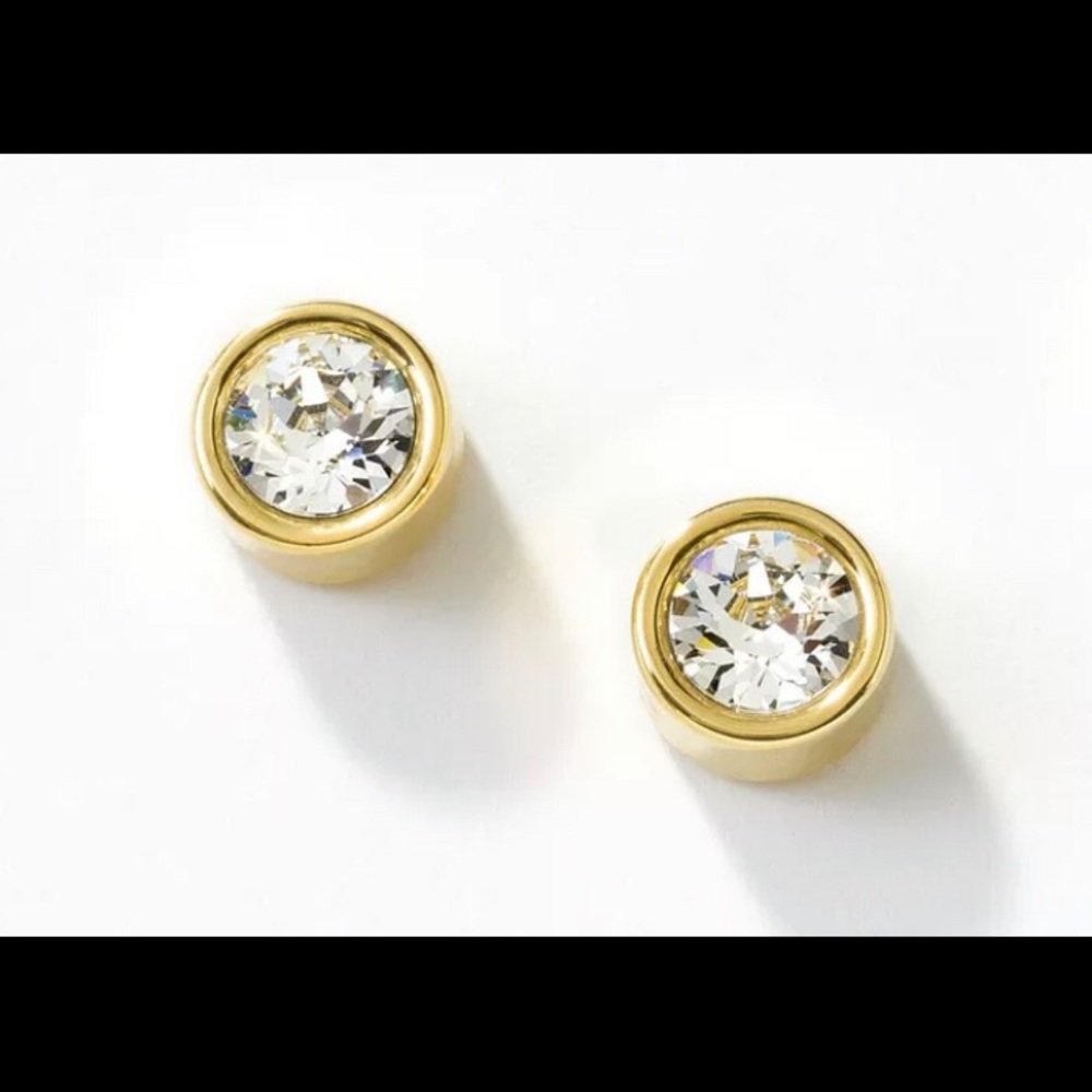 Touchstone Crystal Golden ice post earrings BNIB